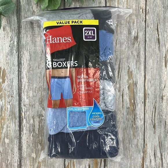 Hanes ComfortSoft Cotton Jersey Boxers Underwear Moisture-Wicking 6-Pack Size 2X - Picture 2 of 11